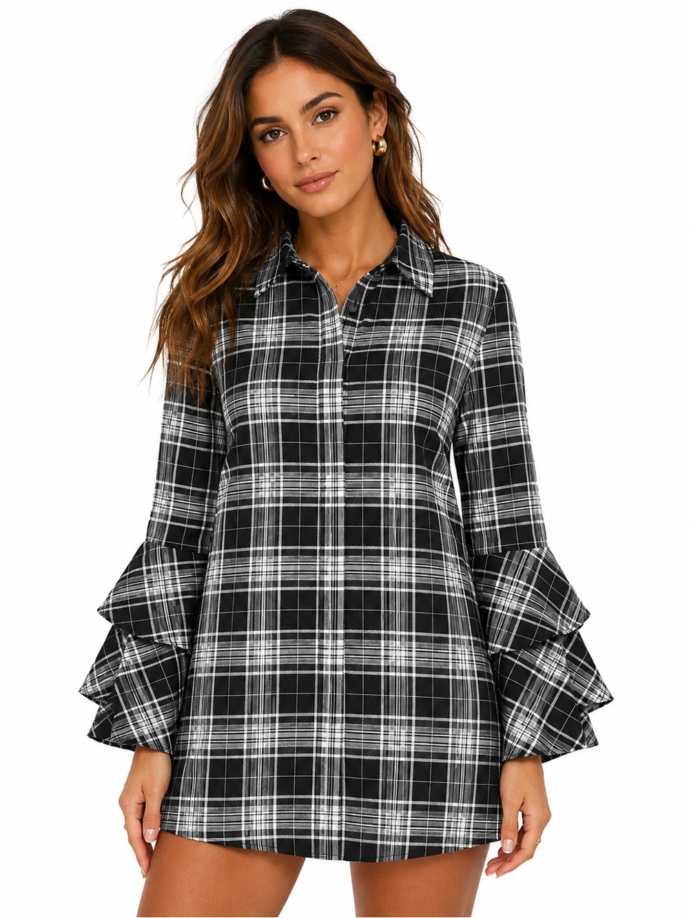 NWOT Alice + Olivia Jem Bell Sleeve Shirt Dress